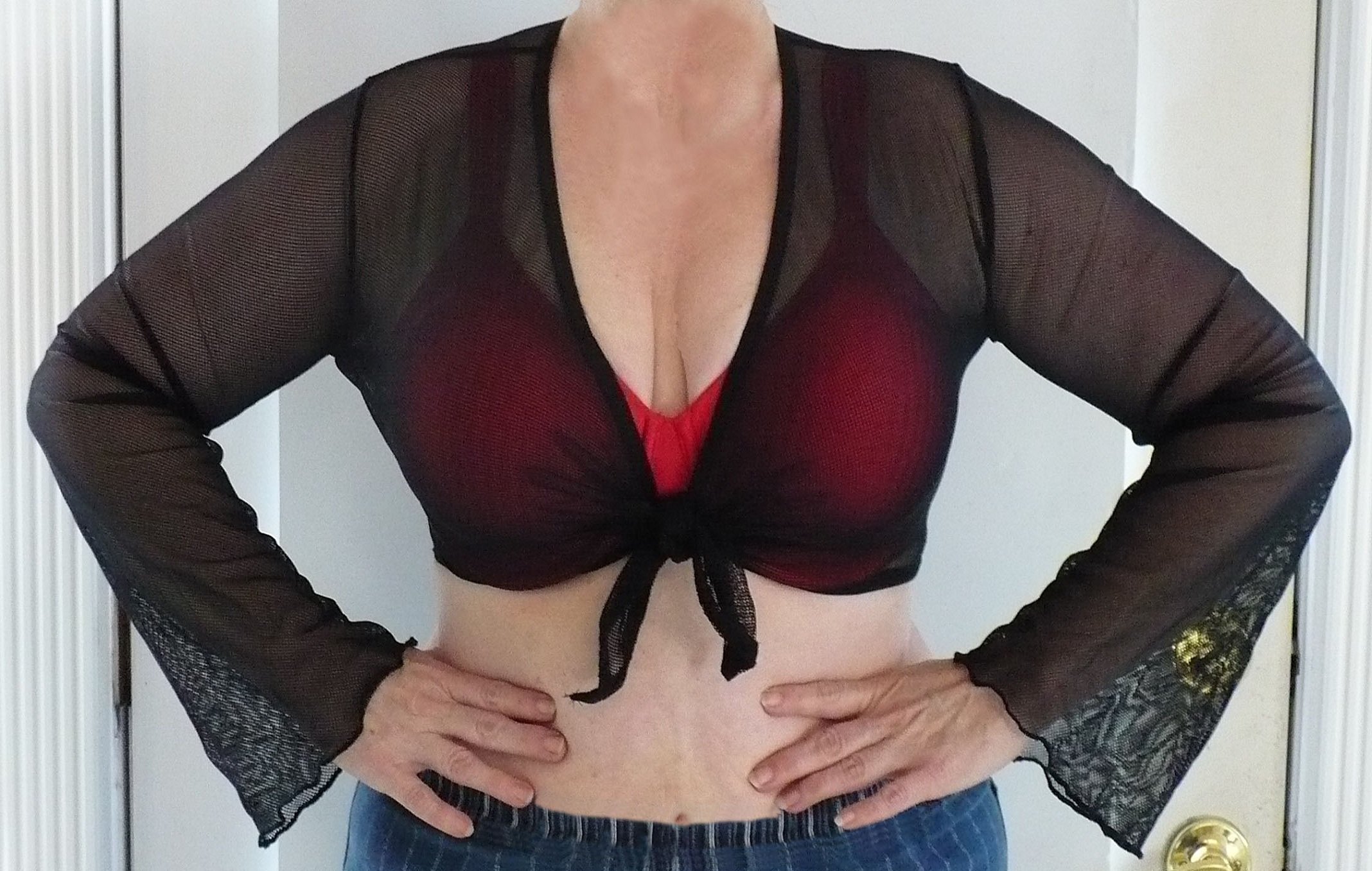 tie top in fishnet over leotars