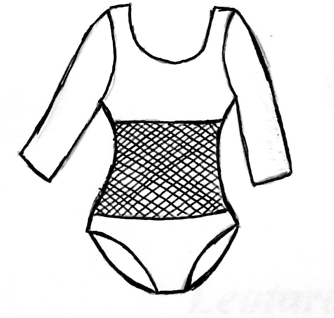 Leotard line drawing with mesh middle